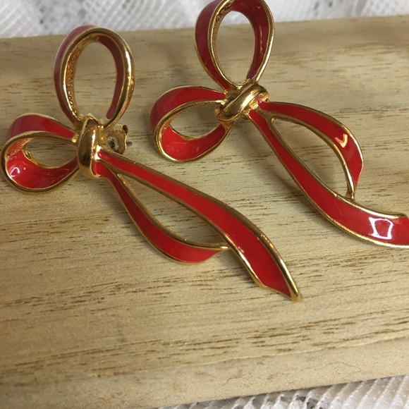 CHRISTMAS BOW EARRINGS - Picture 2 of 4